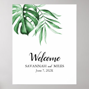 Póster Rótulo de Personalizable de palma de vegetación tr