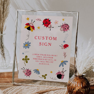 Póster Rótulo de Personalizado Baby Shower de Ladybug