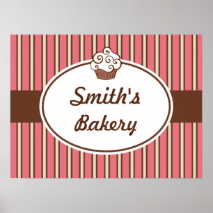 Póster Rótulo de personalizado Bakery Stripes