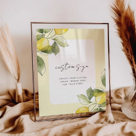 Póster Rótulo de Personalizado de Baby Shower de Lemon