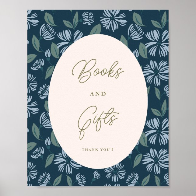 Póster Rótulo de Personalizado de Baby Shower floral de l (Frente)