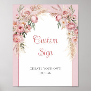 Póster Rótulo de Personalizado de pasto de las peonías pa