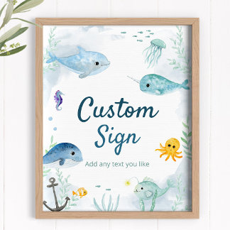 Póster Rótulo de personalizado para Fiesta submarino