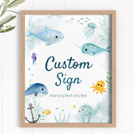 Póster Rótulo de personalizado para Fiesta submarino