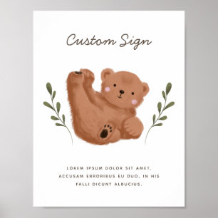 Póster Rótulo de Personalizado Rústico de oso de cuero Ba