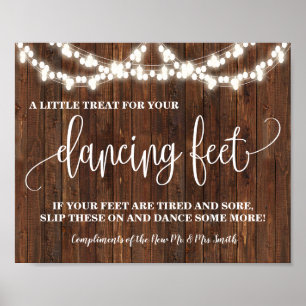 Póster Rótulo de pies de baile Flip Flops Boda occidental