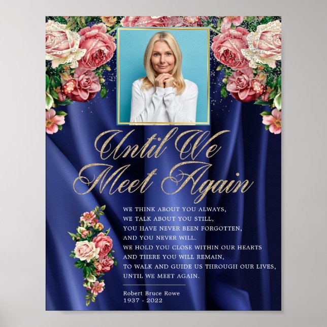 Póster Rótulo de poema funerario floral elegante de Marin (Frente)