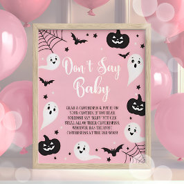 Póster Rótulo de Poster de Baby Shower "No digas bebé" en