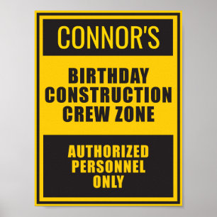 Póster Rótulo de Poster de cumpleaños de zona de construc