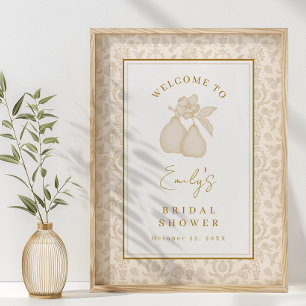 Póster Rótulo de Poster de ducha de novia dorada perfecta