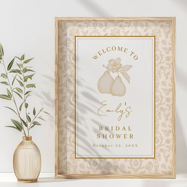 Póster Rótulo de Poster de ducha de novia dorada perfecta (Welcome Sign)