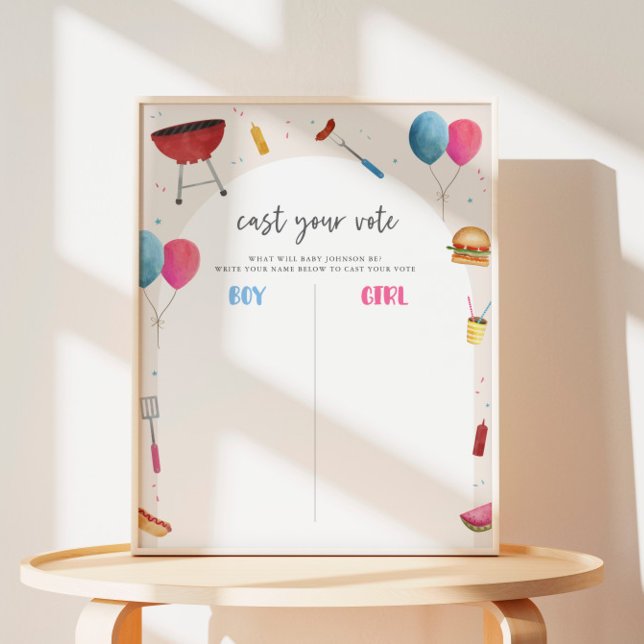 Póster Rótulo de Poster de la Junta de Votación BabyQ (Gender Reveal Voting Board)
