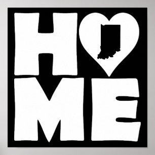 Póster Rótulo de Poster estatal de Indiana Home Heart