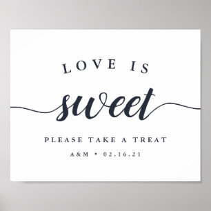 Póster Rótulo de postre Boda de Marina y Caligrafía Blanc