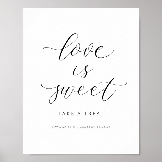 Póster Rótulo de postre boda El amor es dulce dulce dulce (Frente)