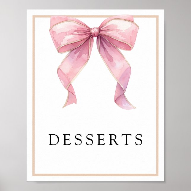 Póster Rótulo de postres rosados de Coquette Bow (Frente)