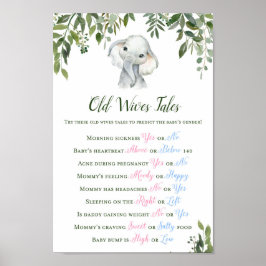 Póster Rótulo de predicción de género para elefantes verd