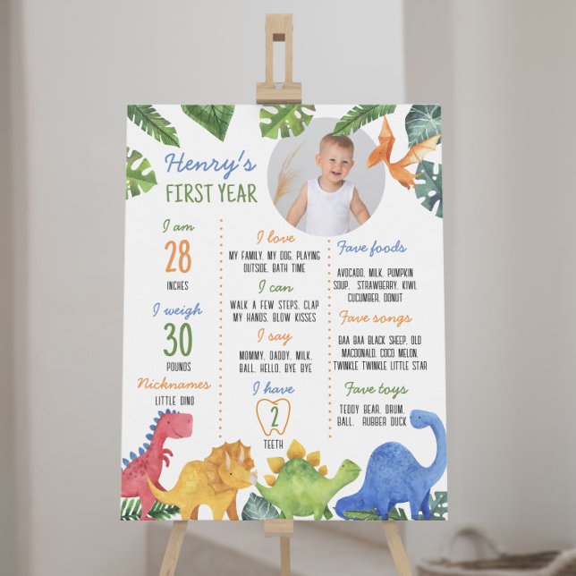 Póster Rótulo de primer aniversario de Cute Dinosaur (Subido por el creador)