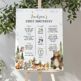 Póster Rótulo de primer año de los animales forestales de