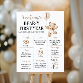 Póster Rótulo de primer año del Bear Bear Bear Beary
