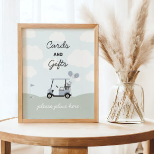 Póster Rótulo de primer cumpleaños de Boys's Hole-In-One