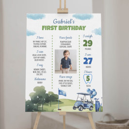 Póster Rótulo de primer cumpleaños del chico del tema del
