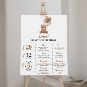 Póster Rótulo de primer cumpleaños del primer globo de Os