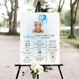 Póster Rótulo de primer cumpleaños del primer globo de Os