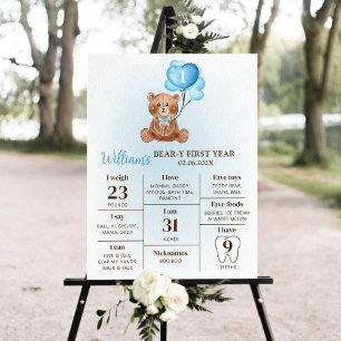 Póster Rótulo de primer cumpleaños del primer globo de Os