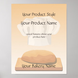 Póster Rótulo de productos de panadería de pan