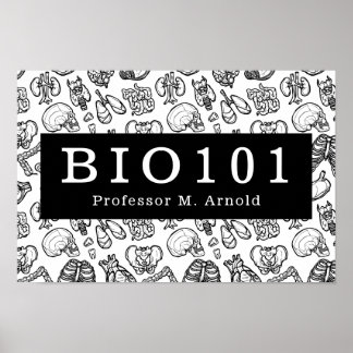 Póster Rótulo de profesores de curso de ciencias de la an