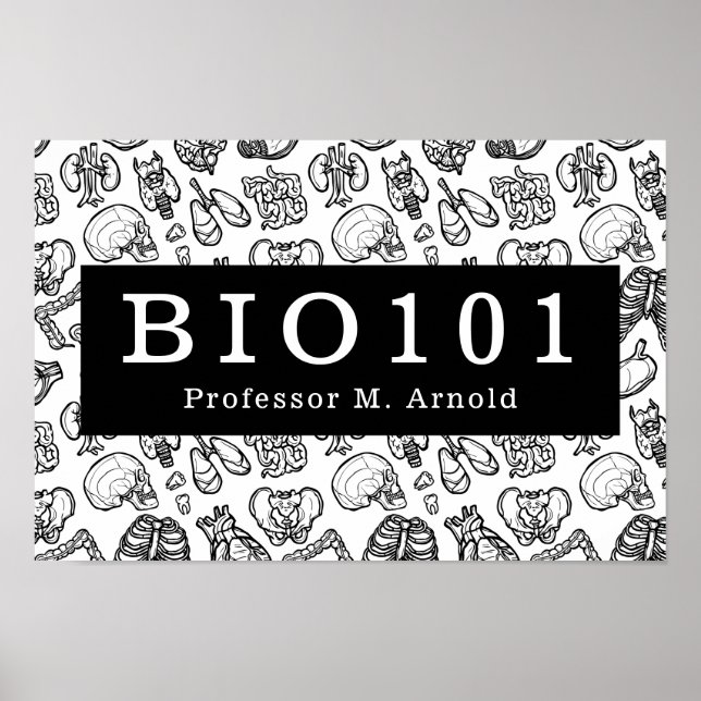 Póster Rótulo de profesores de curso de ciencias de la an (Frente)