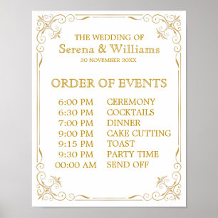 Póster Rótulo de programación de eventos de boda Gatsby