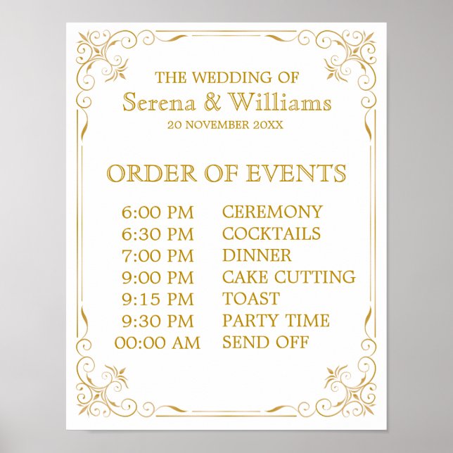 Póster Rótulo de programación de eventos de boda | Gatsby (Frente)
