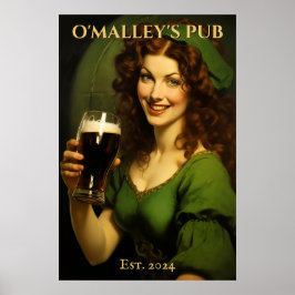 Póster Rótulo de pub irlandés personalizado | Día de San