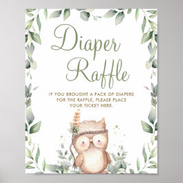 Póster Rótulo de Raffle de Diaper Baby Shower con vegetac