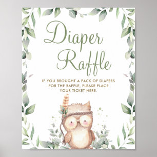 Póster Rótulo de Raffle de Diaper Baby Shower con vegetac
