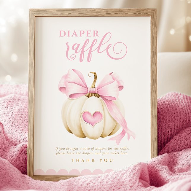 Póster Rótulo de Raffle de Diaper Baby Shower de Coquette (Subido por el creador)
