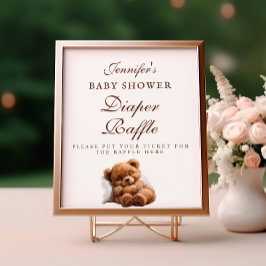 Póster Rótulo de Raffle de Teddy Bear con sueño suave