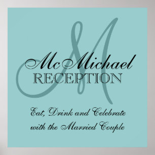 Póster Rótulo de recepción Blue Personalized Wedding