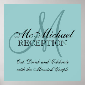 Póster Rótulo de recepción Blue Personalized Wedding