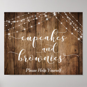 Póster Rótulo de recepción con pasteles y Brownies de mad