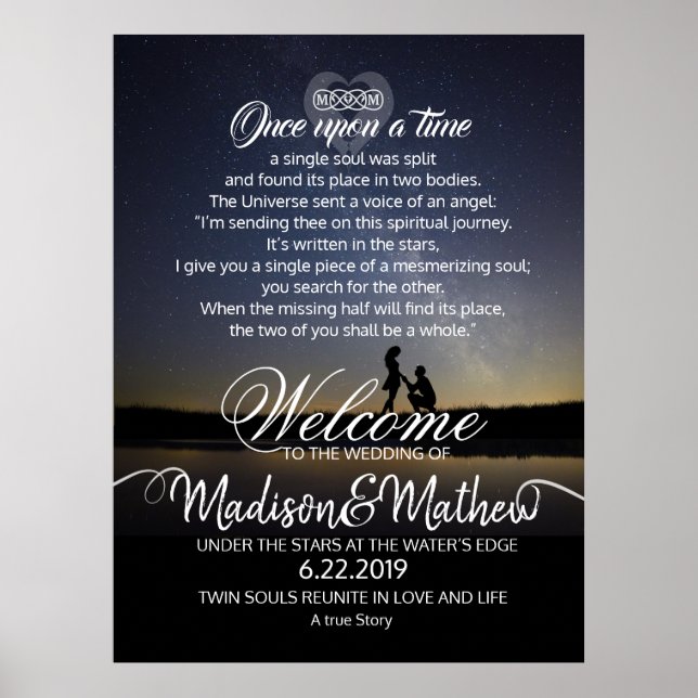 Póster Rótulo de recepción de bienvenida boda (Frente)