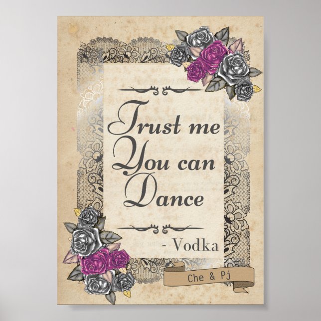 Póster Rótulo de recepción de boda rústica (Frente)