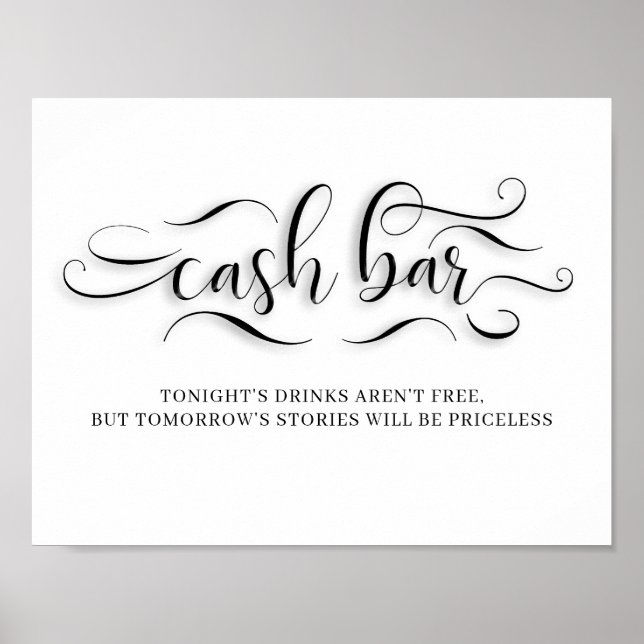 Póster Rótulo de recepción de bodas de bar de caja (Frente)