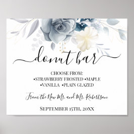 Póster Rótulo de recepción de bodas de mesa de Donut Bar