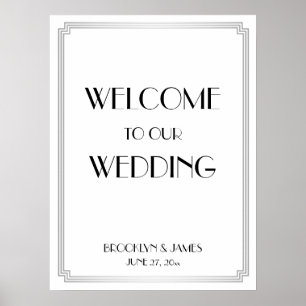 Póster Rótulo de recepción de bodas plateadas Art Deco Ga