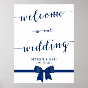 Póster Rótulo de recepción de la boda azul real Imprimir 