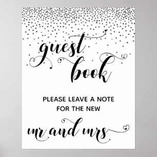 Póster Rótulo de recepción del libro de invitados Silver