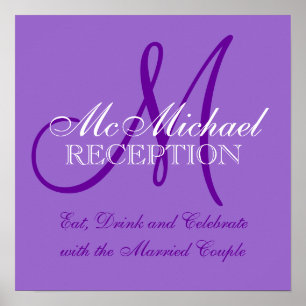 Póster Rótulo de recepción Purple Personalized Wedding